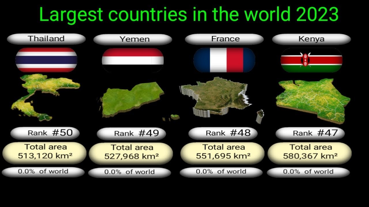 Countries Size Ranking Largest countries in the world 2023|countries size | #countrysize - YouTube