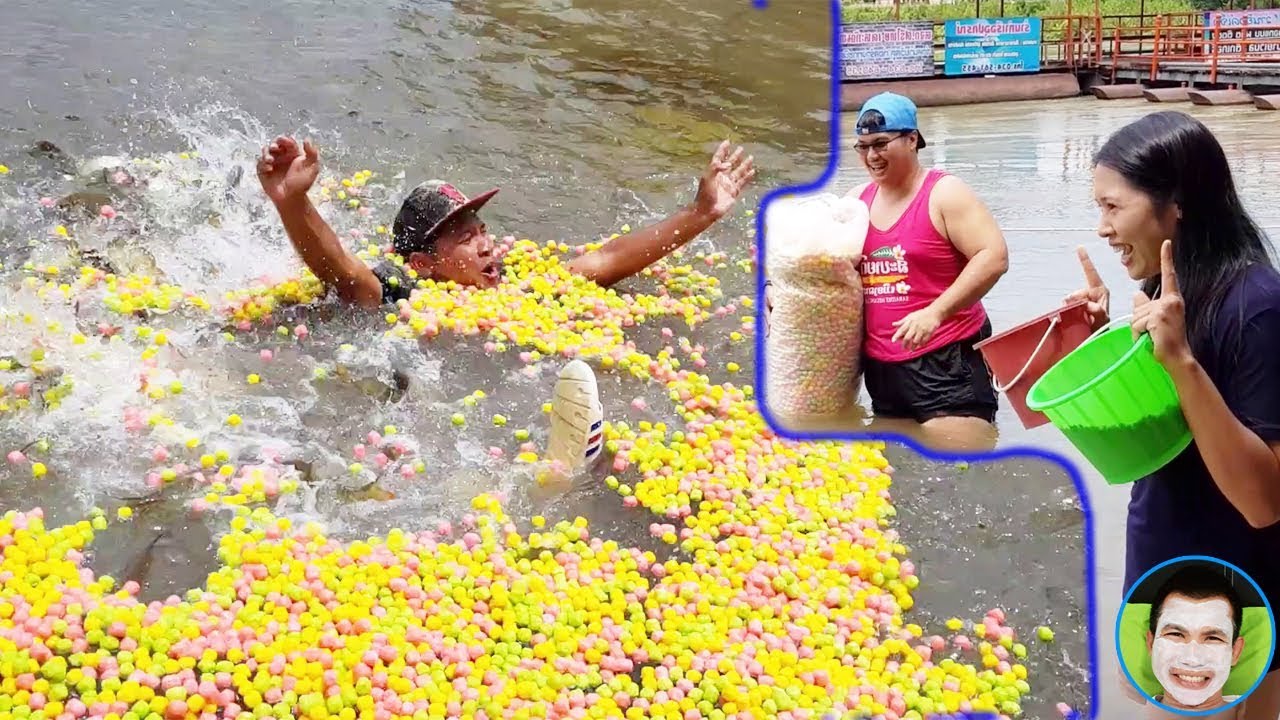 ป๊าบาส | ให้อาหารปลาแบบยูทูปเบอร์ เที่ยวกาญจนบุรี วัดหวายเหนียว