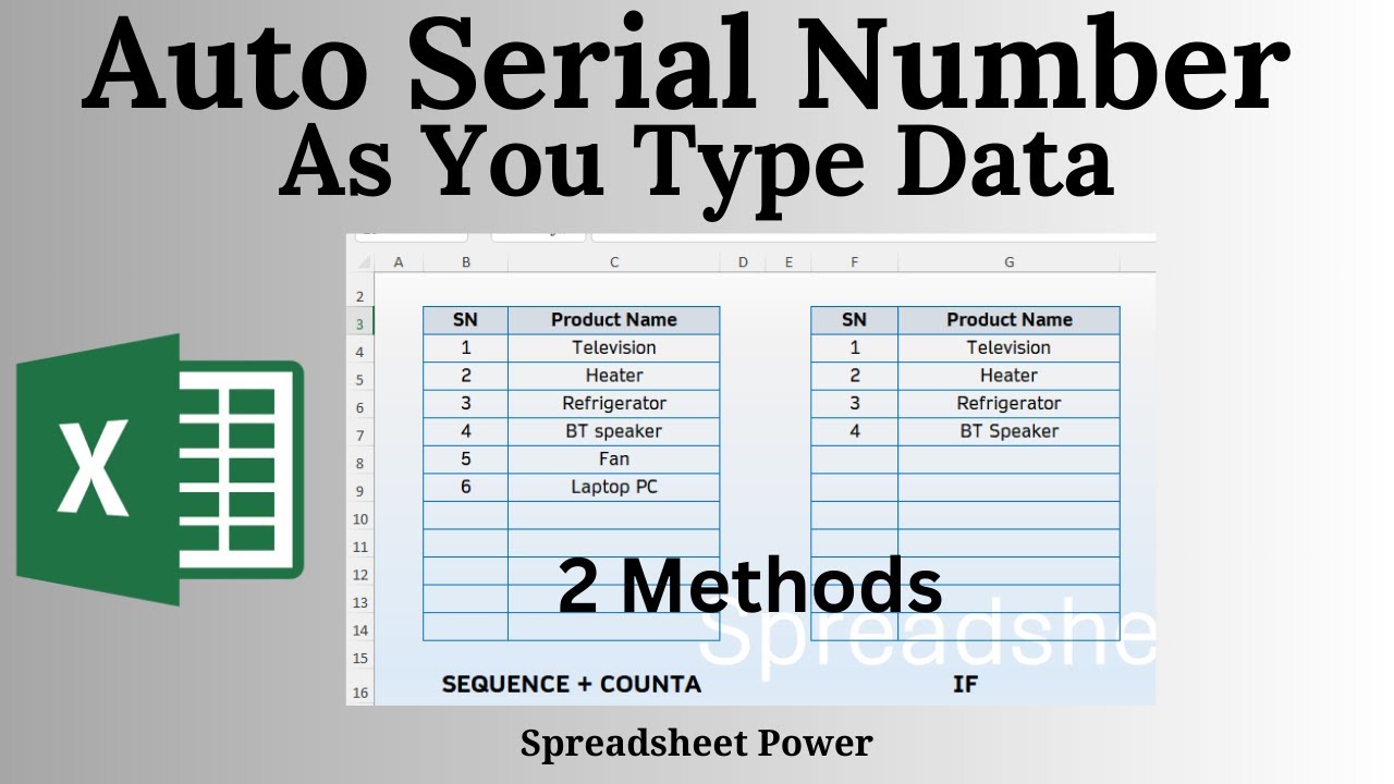 Save Time by Auto Generating Serial Number in Excel - YouTube