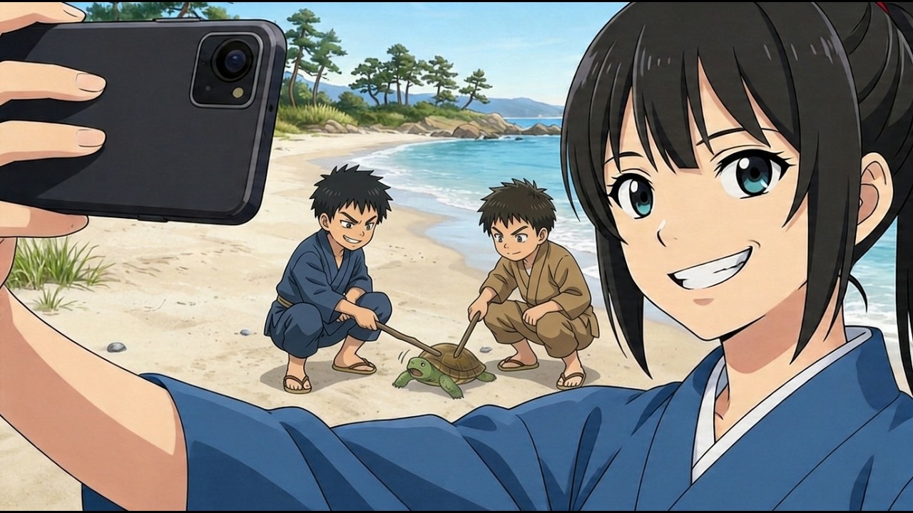 亀いじめ動画をSNSで拡散する令和版浦島太郎【AIアニメ】