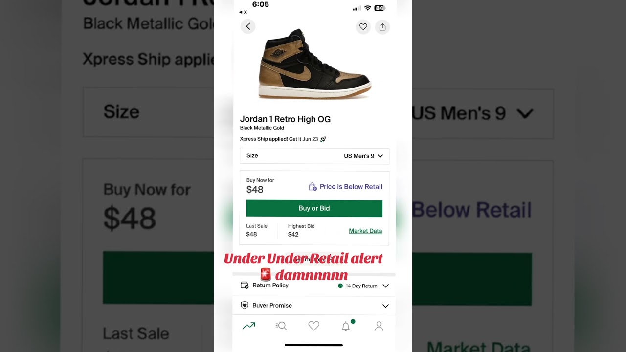 Under retail alert 🚨 Jordan 1 High OG Black Metallic Gold 