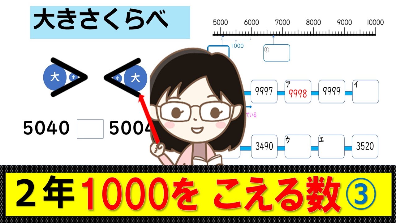 【2年算数】 1000をこえる数③(大きさくらべ・数の線) - YouTube