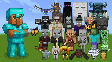 Villager with Thorns 3 Diamond Armor vs Every Mob in Minecraft