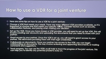 Joint Venture With a Virtual Data Room VDR Rafi ahmed
