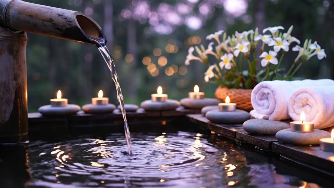 Healing Piano + Bamboo Water Sounds 🌿 Stress & Anxiety Relief