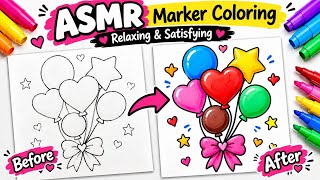Turning Sketch Into Colorful Ballons 🎈ASMR Marker Colouring Relax | Satisfying Art | 