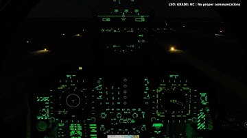 F/A-18 Case 3 nighttime landing, manually flown. No ACLS on this one. It always awes me.