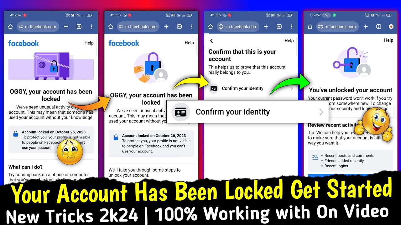 Your Account Has Been Locked Get Started Facebook Account Locked Confirm Your Identity 2024