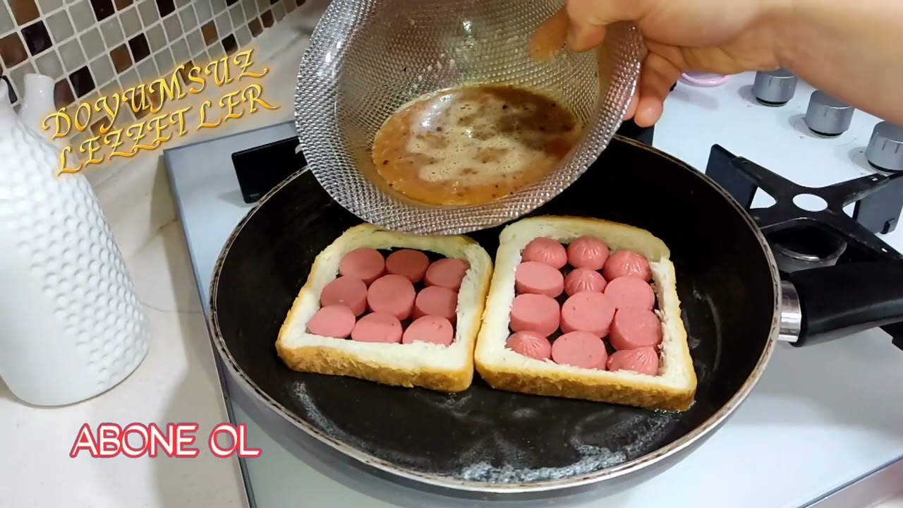 Kahvaltılık sosisli yumurtalı tost tarifi. pratik az malzemeli kolay doyurucu Sabah kahvaltısı sahur