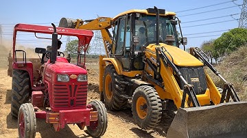 JCB 3DX Backhoe Loader Mud Loading In Mahindra Tractor Vs Swaraj Tractor Trolley | Jcb Dozer Cartoon