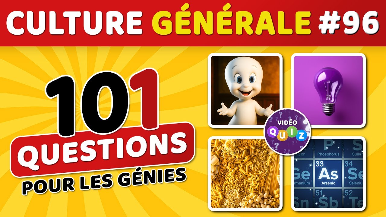 🎯 QUIZ DE CULTURE GÉNÉRALE #96 : 101 questions - 4 possibilités - 1 bonne réponse #videoquiz