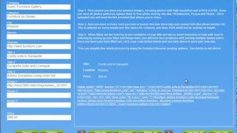 Posting ads on Craigslist-Backpage-eBay-Oodle-Furniture Classifieds Marketing Software