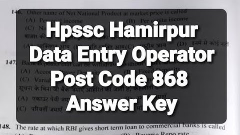 Data Entry Operator  Post Code 868  Answer Key