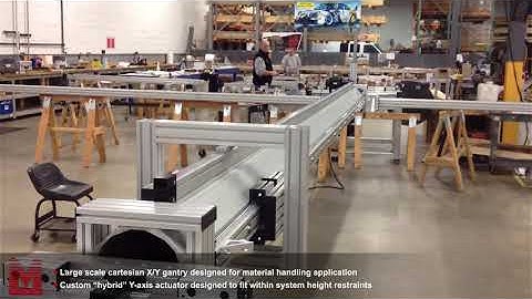 Macron Dynamics, Large Scale X/Y Cartesian Gantry with Hybrid Y Actuator