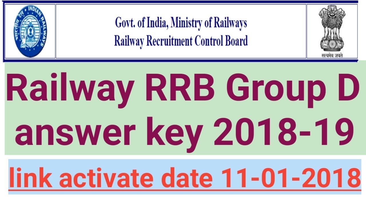 Railway RRB Group D Answer Key 2019||with link||Total Vacancy : 62907 Post
