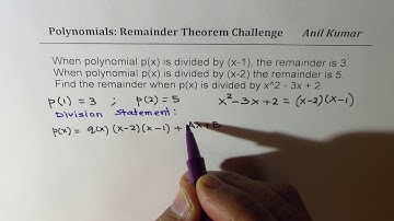 Find remainder of polynomial when divided by x^2-3x+2 Remainder Theorem Application