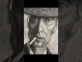 Retrato de Cillian Murphy en Oppenheimer con pintura acrílica.