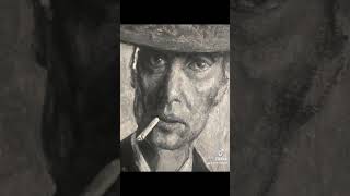Retrato de Cillian Murphy en Oppenheimer con pintura acrílica.