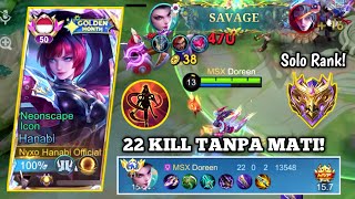 HANABI SAVAGE! 22 KILL TANPA MATI SOLO RANK THE MYTHIC - BEST BUILD TERSAKIT 2026 - MLBB