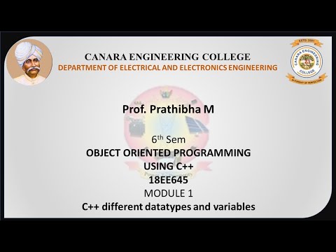 VTU C++ 18EE645 M1 L3 C++ different datatypes and variables