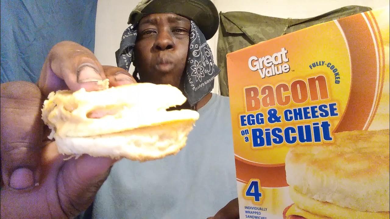 WalMart great value bacon egg 🥚 & cheese biscuit review YouTube