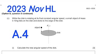 IB Physics N23 A.4 Rigid Body Mechanics || A net torque acts on a horizontal disk of mass 0.20 kg ||