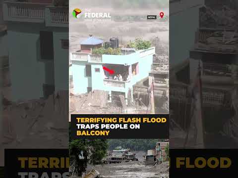 Nepal floods: Terrifying Nepal-Tibet border flash flood traps people indoors | #shorts