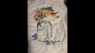 Janlynn Wildflower Jar Counted Cross Stitch Kit, White, Yellow, Blue Amazon Review