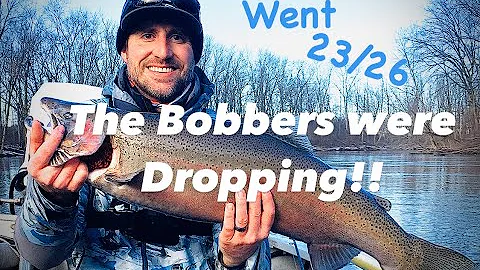 FLOAT FISHING winter STEELHEAD in Michigan (Bobber...