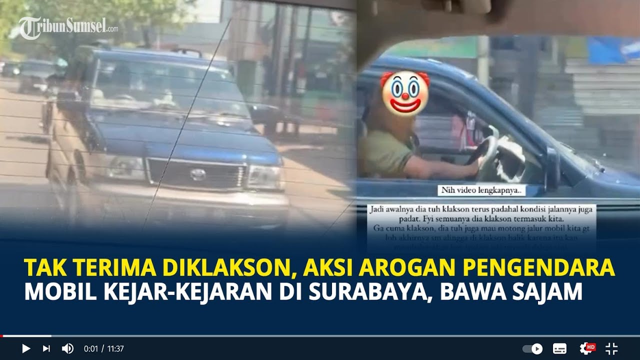 Viral Tak Terima Diklakson, Aksi Arogan Pengendara Mobil Kejar-kejaran di  Surabaya, Bawa Sajam