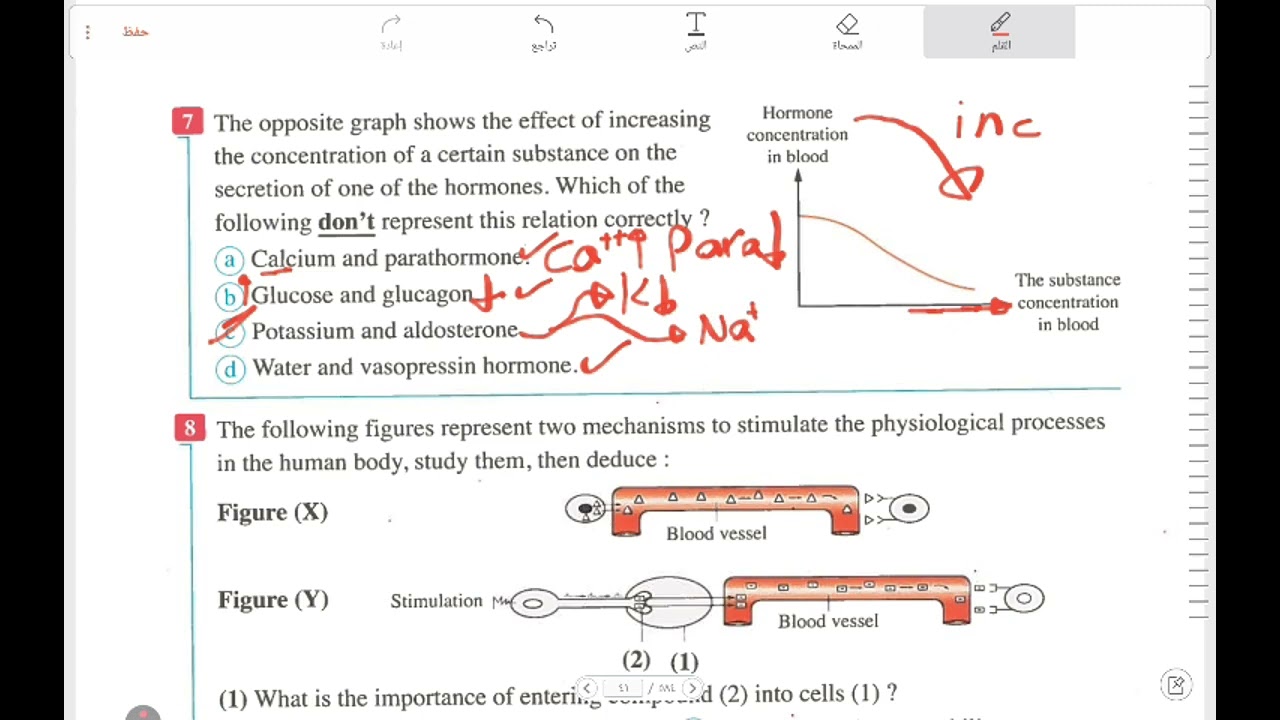 حل كتاب المعاصر Biology final revision senior 3 2025 | chapter 2 hormones question bank