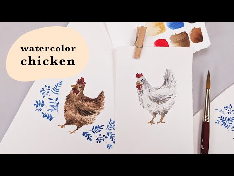 How to Paint a Chicken w/ Watercolor | Cute + Simple Beginner Painting