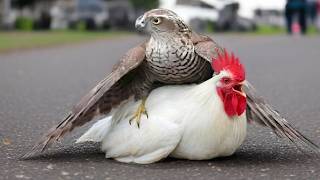 Un valiente gallo desafía a un halcón, ¡pero el final sorprendió a todos!