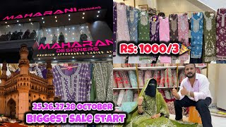 Biggest Sale Start || MAHARANI DESIGNER, Falaknuma Hyderabad || Rs:1000/3” Readymade & Material