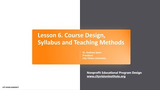 Nonprofit Program Curriculum, Course Design, Syllabus and Teaching Methods