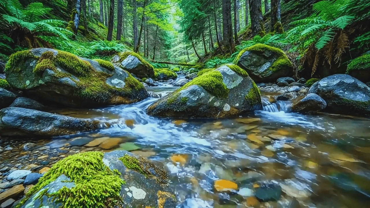 Deep Sleep & Stress Relief in a Peaceful Green Forest | Relaxing River Stream and Bird Sounds