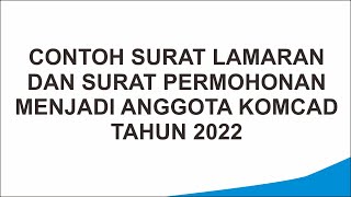 CONTOH SURAT PERMOHONAN DAN SURAT LAMARAN MENJADI ANGGOTA KOMPONEN CADANGAN TA 2022