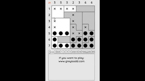 Grey is Odd - Today grids. Solution level 1 7X7 dated 04-30-2024 #logicpuzzles #logicgames  #games