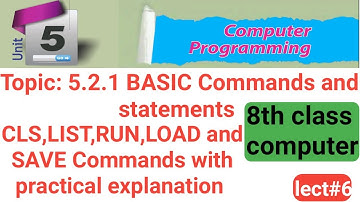 BASIC commands | cls command | list commnad| save command| run command|load command| 8th computer