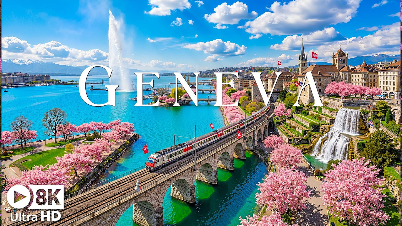 Spring in Geneva 8K 🌸 Blooming Swiss Old Town, Turquoise Lake Geneva & Timeless Elegant Beauty | UHD