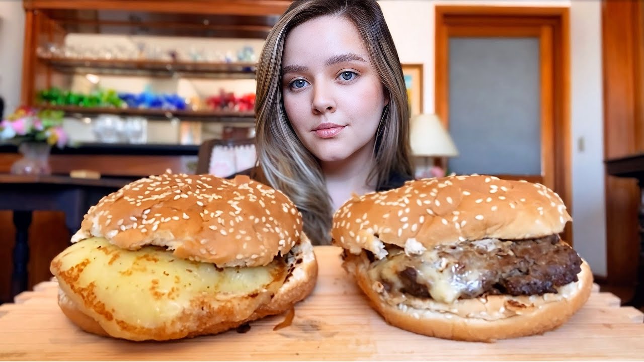 HAMBÚRGUERES ARTESANAIS COM QUEIJO COALHO MUKBANG BRASIL | CAMILE ASMR