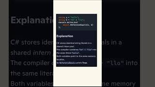 String interning c# #coding #programming #csharp #shorts #interview