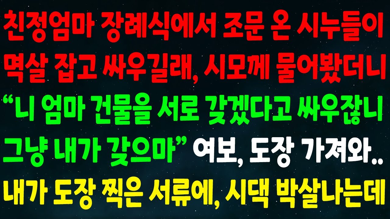 (반전신청사연)친정엄마 장례식 온 시누들이 멱살잡고 싸워 시모께 물으니