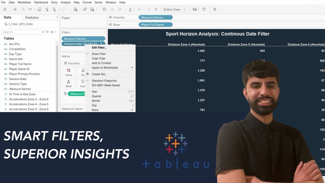 How to Create a Continuous Date Filter in Tableau - YouTube
