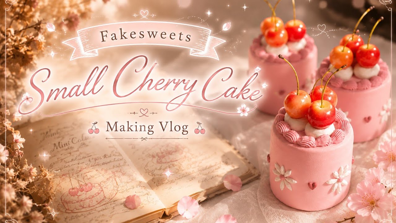 フェイクスイーツ　サクランボケーキ 制作記録】粘土でさくらんぼの小さなケーキを作る - YouTube