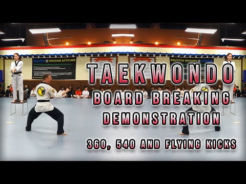 Taekwondo Board Breaking Demonstration | 360, 540 and Flying Kicks