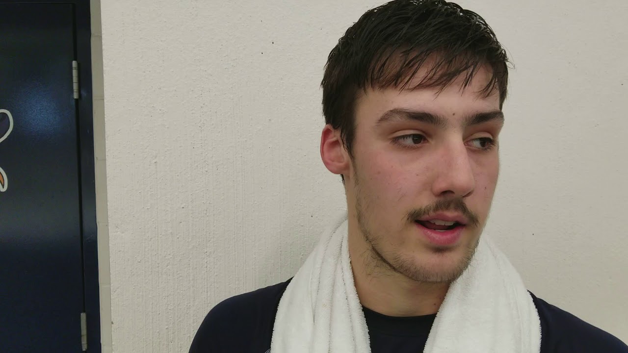 Ethan Magsam after the win over International Falls