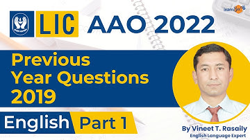LIC AAO 2022 | Previous year questions 2019 | English  |  Part 1 | By Vineet Sir