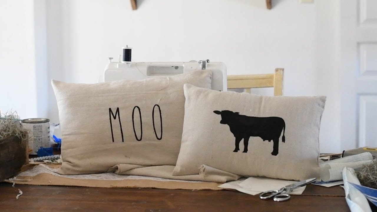 DIY Farmhouse Cow Pillow (decor) YouTube