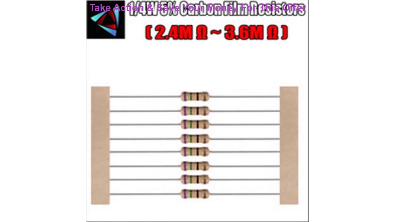 Top 100pcs 1/4W 5% Carbon Film Resistor 2.4M 2.7M 3M 3.3M 3.6M ohm